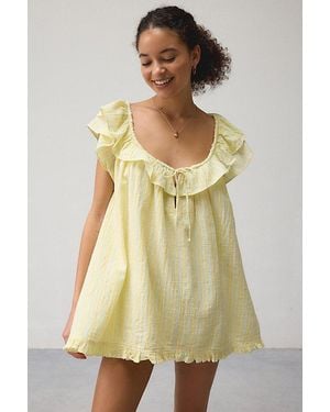 Out From Under Golden Hour Ruffle Swing Romper - Natural