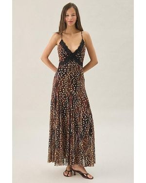 Steve Madden Em Doe Print Lace Trim Maxi Dress - Natural