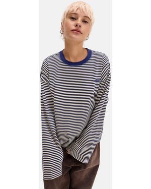 BDG Luca Stripe Long Sleeve T-shirt - Grey