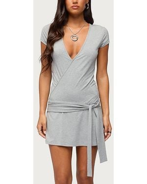 Edikted Winnie Tie Wrap Mini Dress - White