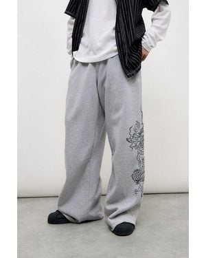 Ed Hardy Uo Exclusive Grey Dragon Wide Leg Joggers