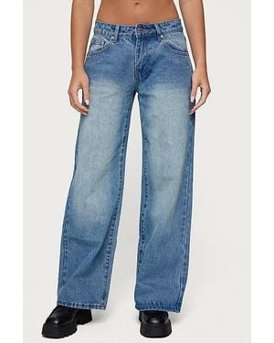 Edikted Magda Low Rise Acid Wash Jean - Blue