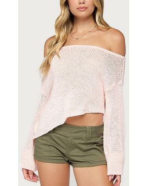Edikted Deja Knit Off Shoulder Asymmetric Top - Multicolor