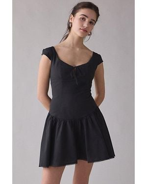 Kimchi Blue Right On Time Drop Waist Fit-And-Flare Mini Dress - Black