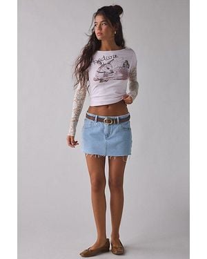 BDG Sloane Graphic Lace Layered Twofer Long Sleeve Tee - Pink