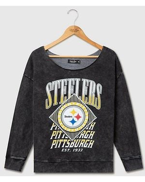 Junk Food Nfl Off Shoulder Cropped Fleece Top - Black