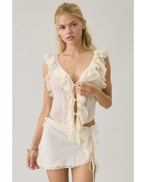 I.AM.GIA I. Am. Gia. Sapphire Sheer Chiffon Ruffle Tie-Front Top - Natural