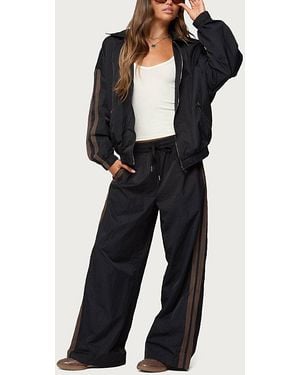Edikted Kieran Stripey Nylon Track Pants - Black
