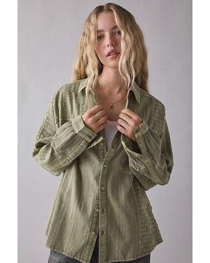 BDG Alex Oversized Cotton Button-Down Shirt - Green