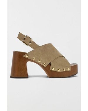 MIA Mia Eudora Suede Slingback Wooden Platform Sandal - Multicolor