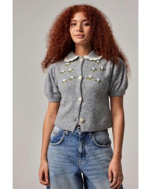 Kimchi Blue Lalisa Embroidered Cardigan - Blue