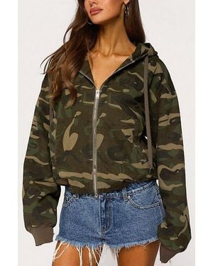 Edikted Blanche Camo Hooded Jacket - Green