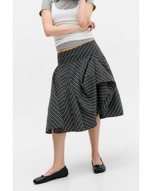 Urban Outfitters Uo Olga Stripe Hitched Midi Skirt - Grey