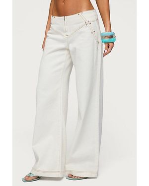 Edikted Kianni Low Rise Wide Leg Jeans - White