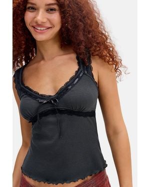 BDG Eliza Ruffle Tank Top - Black