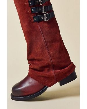 Urban Outfitters Uo Suede Foldover Boots - Red