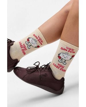 Out From Under Pointelle Dim Sum Socks - Natural
