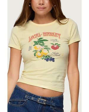 Edikted Local Market Graphic T-Shirt Top - Yellow