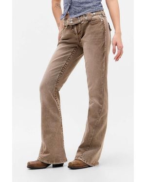 TRUE RELIGION Brown Belted Bootcut Jeans