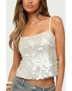 Edikted Macy Backless Sequin Top - White