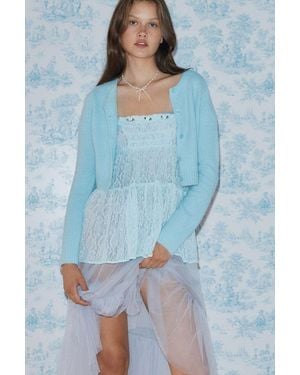 Kimchi Blue Ashleigh Sheer Lace Top In Blue,at Urban Outfitters - White
