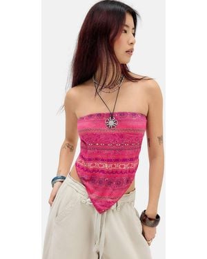 Urban Outfitters Uo Scarf Print Bandeau Top - Pink