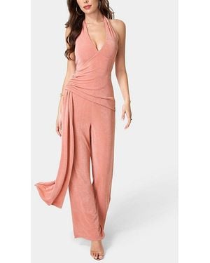 Bebe Slinky Drop Waist Halter Jumpsuit - Multicolour