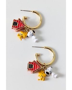 BaubleBar Peanuts Snoopy & Woodstock Charm Hoop Earrings - Gray