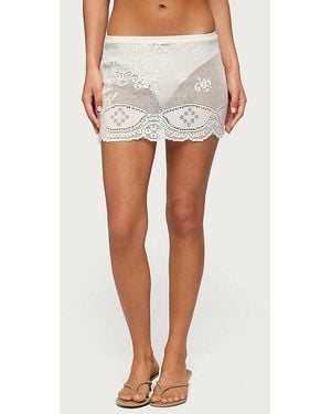 Edikted Rusa Sheer Crochet Mini Skirt - White