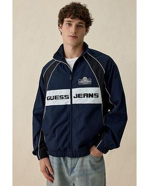 Guess Crinkle Nylon Windbreaker Jacket - Blue