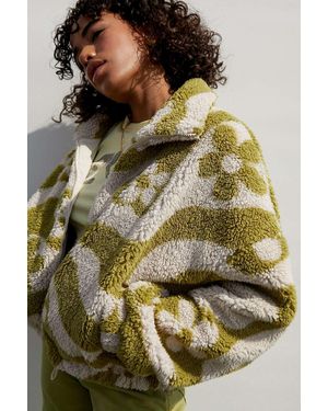Urban Outfitters Uo Olivia Swirl Cosy Fleece Jacket - Green