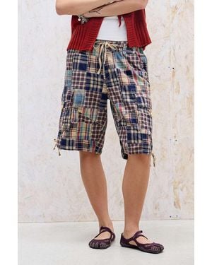 BDG Check Cargo Longline Shorts Xs At Urban Outfitters - Multicolour
