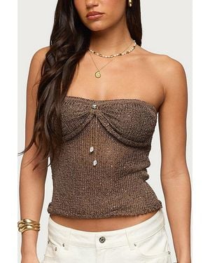 Edikted Dangling Charm Sequin Knit Top - Black
