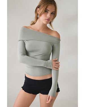Out From Under All Nighter Seamless Foldover Off-The-Shoulder Top - Gray