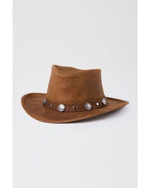 Minnetonka Leather Buffalo Nickel Cowboy Hat - Brown