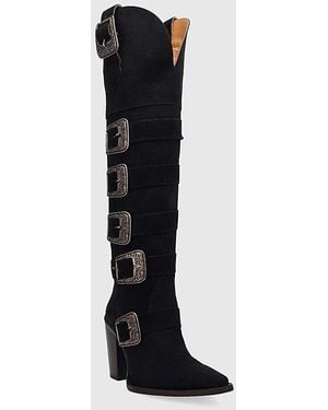 Dingo Bucked Off Leather Boot - Black