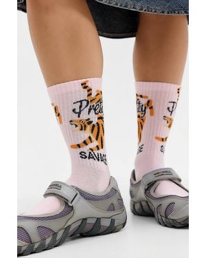 Out From Under Pretty Savage Tiger Socks - Black