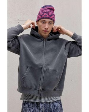 iets frans... Washed Black Script Zip-through Hoodie - Grey