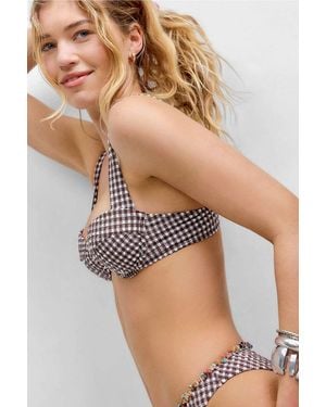 Out From Under Gingham Bikini Top - Brown