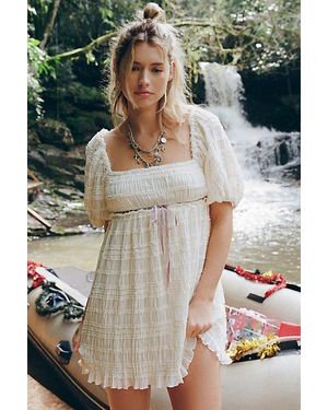 Kimchi Blue Daphne Ruffle Puff Sleeve Babydoll Mini Dress - White