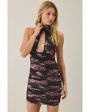 AFRM Embessa Keyhole Cutout High Neck Sleeveless Mini Dress - Black