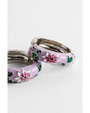 Urban Outfitters Uo Enamel Hoop Earrings - Purple