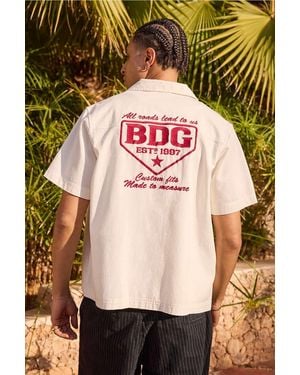 Urban Outfitters Bdg White Embroidered Mechanic Shirt
