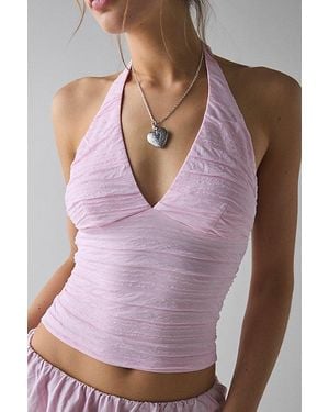 Silence + Noise Club Classic Cropped Halter Top - Purple