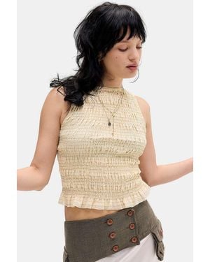 Daisy Street Uo Exclusive Shirred Top - Natural