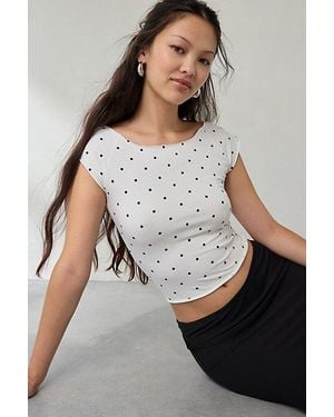 Out From Under Cotton Compression Boatneck Cropped Tee Top - Black