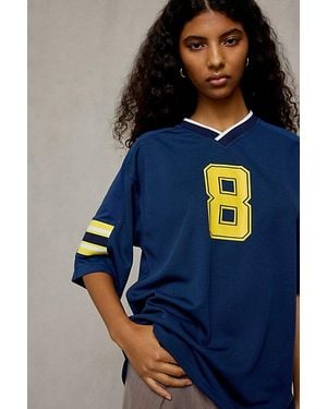 Lioness Beverly Graphic Oversized Short Sleeve Jersey Top - Blue