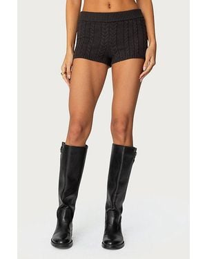 Edikted Avey Cable Knit Shorts - Black