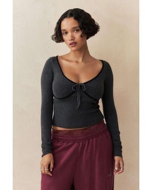 Urban Outfitters Uo Scalloped Edge Knit Top - Purple
