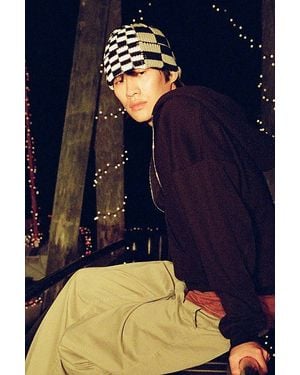 Urban Outfitters Check Mix Cuff Beanie - Gray